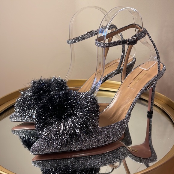 Aquazzura Powder Puff 85 glitter jelled shoes sz 39 - Picture 9 of 15